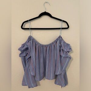 4/$25 Bundle Item FAVLUX On or Off Shoulder Blouse Blue & Red Stripes M